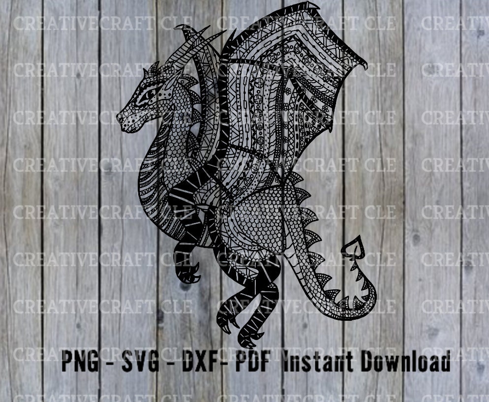Download Zentangle Dragon SVG cut file Medieval fantasy cricut ...
