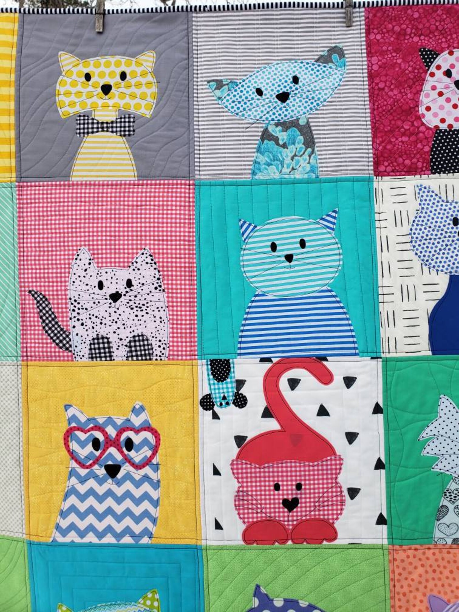 Kitty Quilt Cat Quilt Modern Whimsical Can Be Etsy