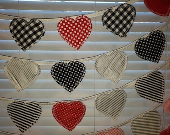 Handmade Fabric Heart Garland: Valentine's Day Bunting