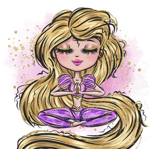 Digital clipart PNG Asana princesses. Healthy life and yoga routine. Relaxing girls. Yoga asans. Digital art print, sublimation print PNG image 4