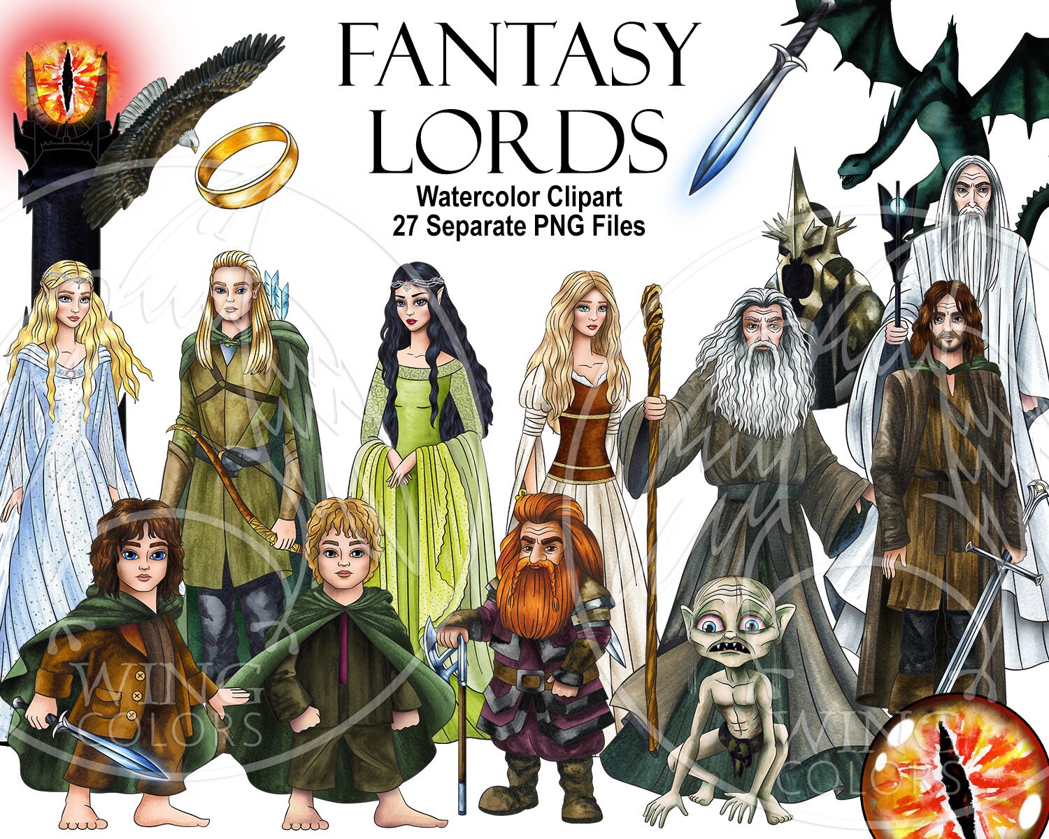 lord of the rings cast elves clipart