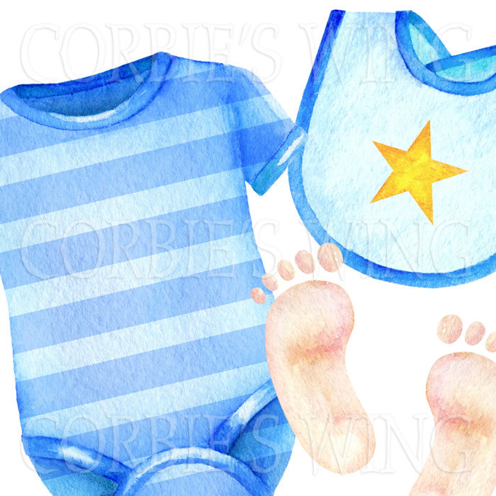 Watercolor Newborn Baby Boy Clipart. Digital prints printable Etsy