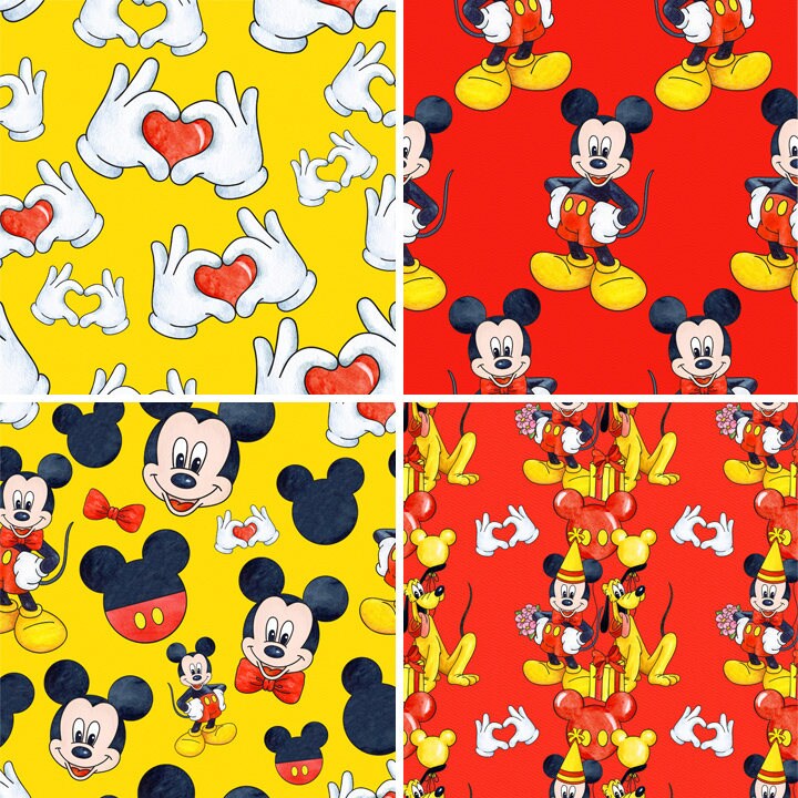 Watercolor Mickey Mouse seamless patterns. Digital prints Etsy