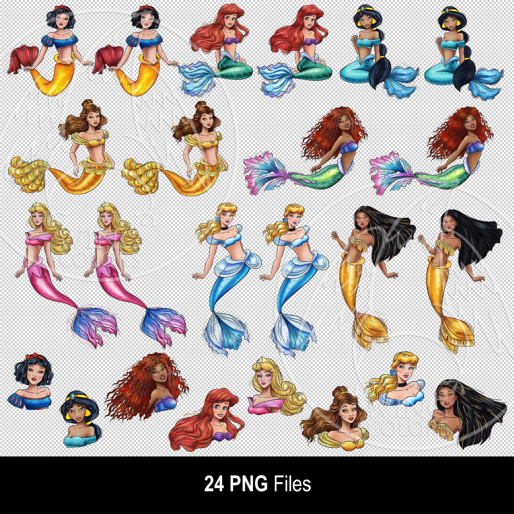 Watercolor Mermaid Princess Clipart: Ocean Nymph PNG (hand Drawn Clip ...
