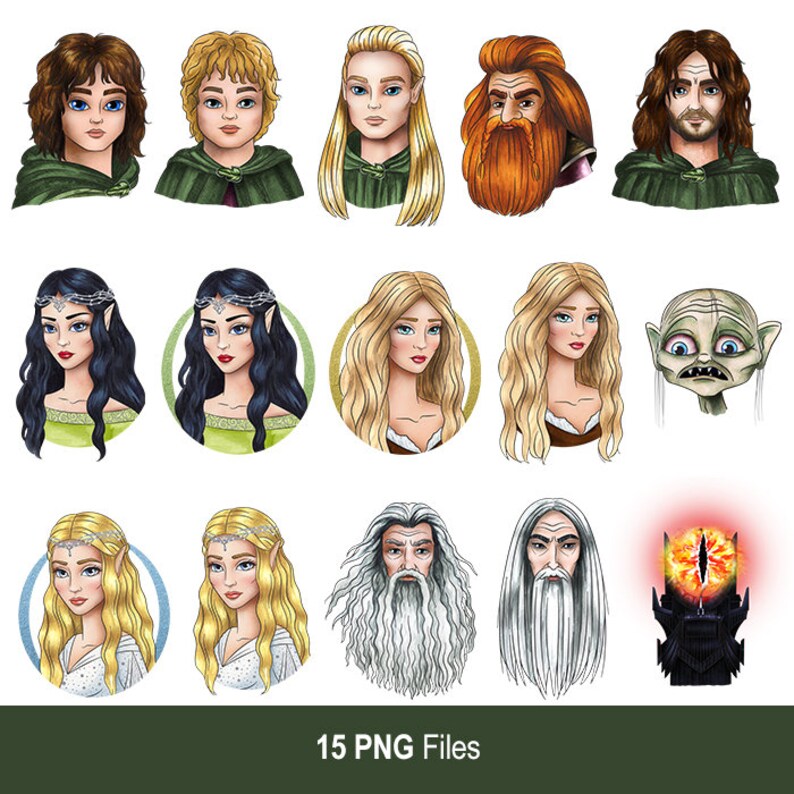 Aquarelle Seigneur des anneaux clipart. Fantaisie Elfe Nain Etsy