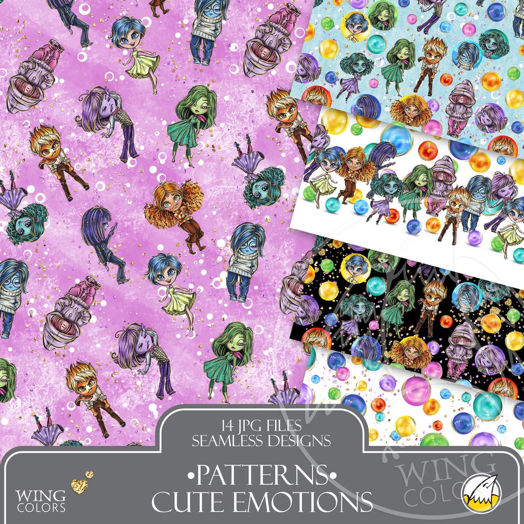 Hand-drawn Chibi Emotions Character Seamless Pattern - Children's Mood ...