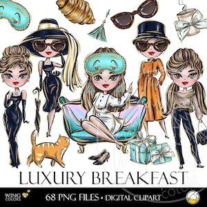 Lady Audrey Retro Chic digitale ClipArt. Klassische goldene Hollywood Luxus Mädchen Hand Vintage Mode Charme Illustration Clipart gezeichnet