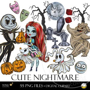 Halloween Nightmare Digital Clip art. Dead Girl and Skeleton Lovely Couple, Spooky Cemetery Hand Drawn Gothic Horror Illustrations Clipart