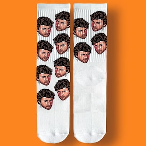 GEORGE socks | pop | MUSIC design white socks | unique gift | music gift | birthday | face socks | comfort Wham