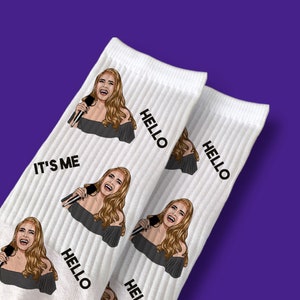 ADELE socks | MUSIC design white socks | unique gift | music gift | birthday | face socks | comfort