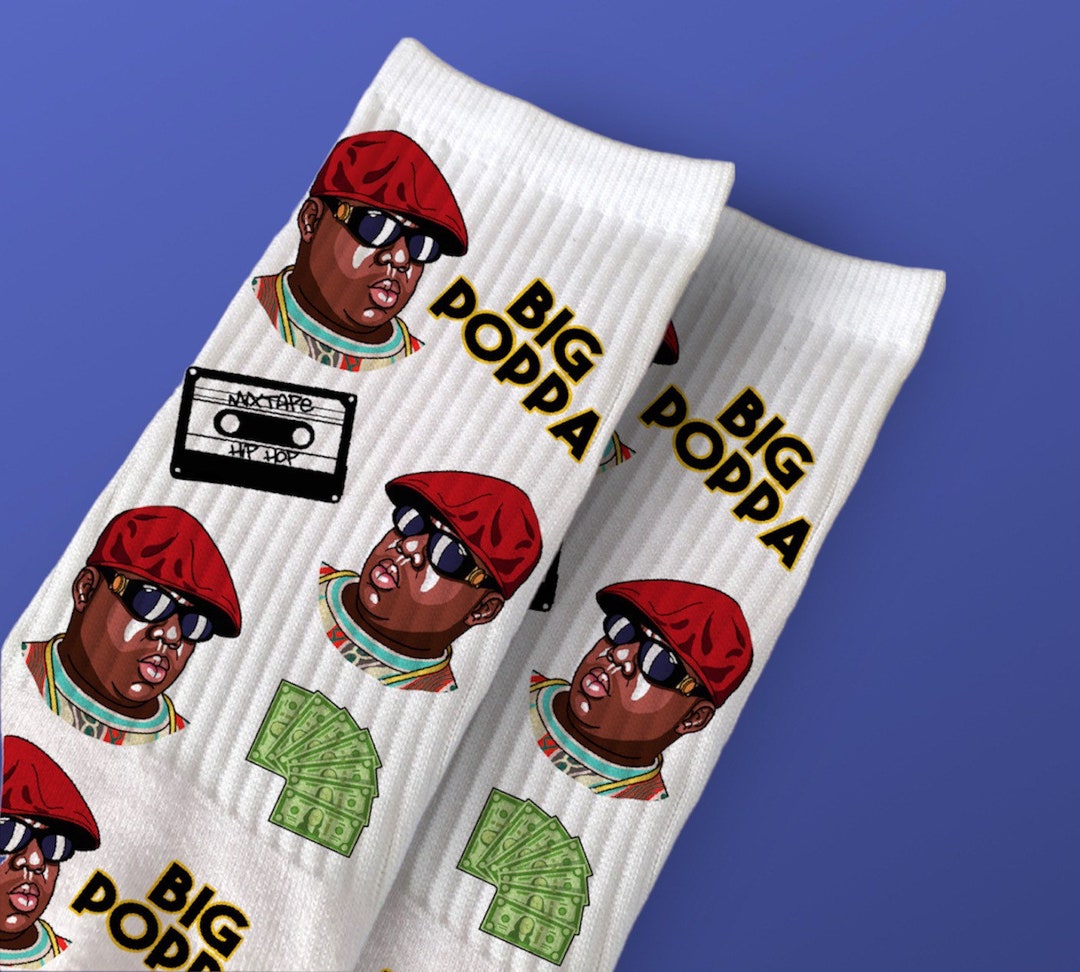 Biggie Smalls Big Poppa Socks Notorious Inspired White Socks Etsy UK