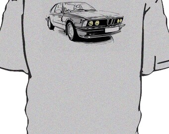 Original Art sketch T-shirt. BMW 635CSi E24. Tee. Top.