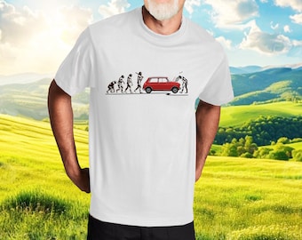 Mini Cooper S. Evolution of Man humour t-shirt. Top. Tee.