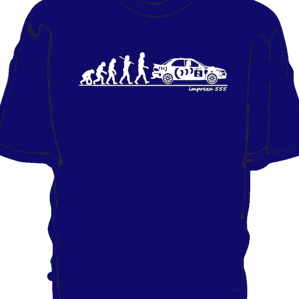 Subaru Impreza 555 rally. Evolution of Man T-Shirt gift present