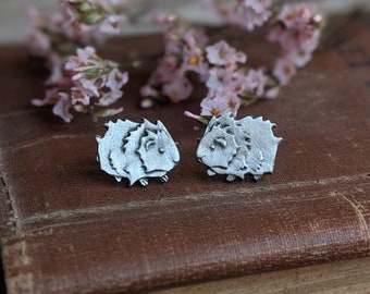 Guinea pig earrings (pewter studs), guinea pig jewellery, guinea pig gifts, guinea pigs, guinea pig lover, gifts for guinea pig lover