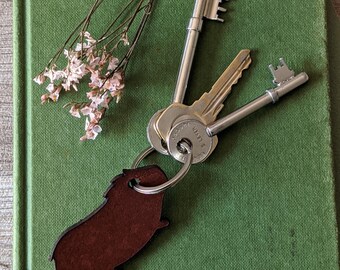Guinea Pig Key Ring Handmade Leather Key Chain