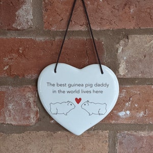 Corazón colgante de cerámica de conejillo de indias, papá conejillo de indias, regalos para conejillos de indias, ... amante de los conejillos de indias, decoración de conejillos de indias, arte de pared, decoración