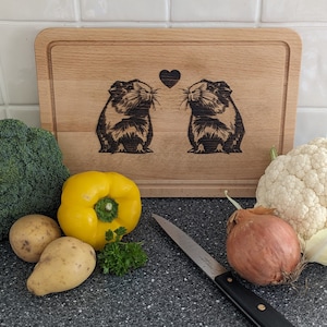 Tabla de cortar con diseño de cobaya, bandeja para servir, tabla de quesos, tabla de embutidos, regalos para amantes de las cobayas, tabla de cortar grabada.