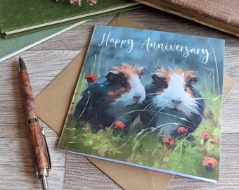 Guinea Pig Anniversary Card (Tricolour), guinea pig gifts, guinea pigs, guinea Pig lover, gifts for guinea pig lover, guinea pig card