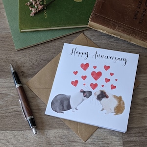 Tarjeta de aniversario de conejillo de indias (corazones), regalos de conejillo de indias, conejillos de indias, amante de los conejillos de indias, tarjeta de conejillo de indias, tarjeta de aniversario
