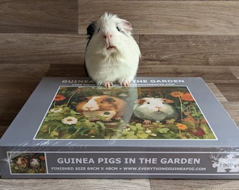 Guinea Pig Jigsaw Puzzle (1000 piece) 'Guinea Pigs in the Garden' (Gifts for guinea pig lovers, guinea pig gifts, cute guinea pigs)