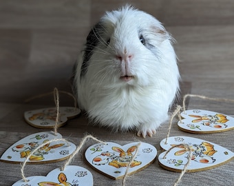 Wooden Rabbit and Guinea Pig Heart Bunting (Daisy Necklace)