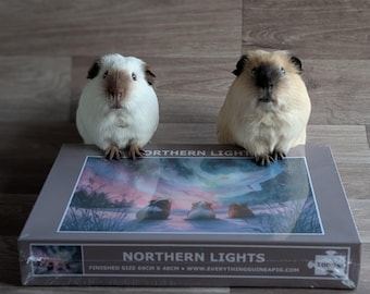 Guinea Pig Jigsaw Puzzle (1000 piece) 'Northern Lights', Gifts for guinea pig lovers, guinea pig gifts