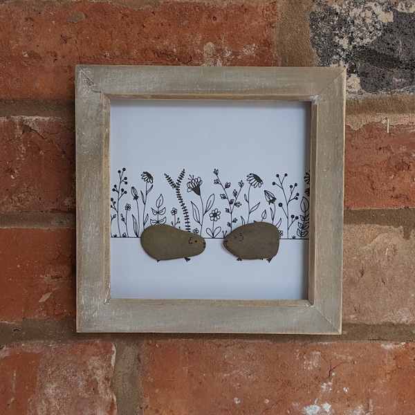 Guinea Pig Pebble Art Frame (Black)