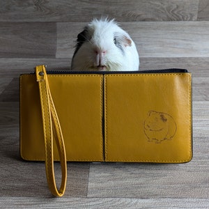 Monedero de damas de conejillo de indias (amarillo), amante del conejillo de indias, regalos de conejillo de indias, cuero sintético, cuero vegano, monedero de monedas, bolso de damas, regalos para ella