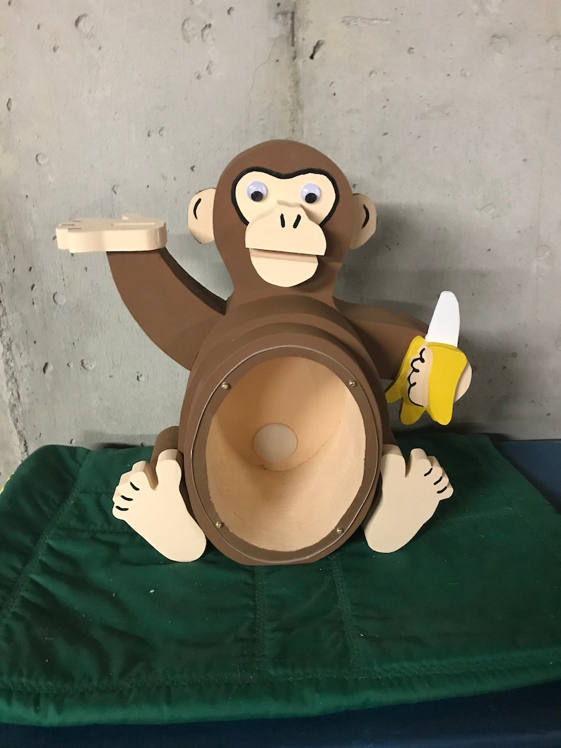 piggy bank monkey banana wooden personalized