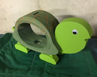 Turtle wooden piggy bank