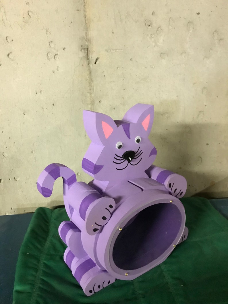 Fat Cat wooden piggy bankPurple Etsy