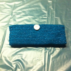 Sparkle Teal Crochet Evening Clutch
