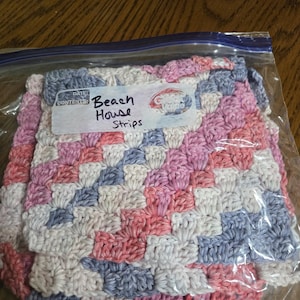 100% USA Cotton Handmade Crochet Dish Clothes Beach House Strips