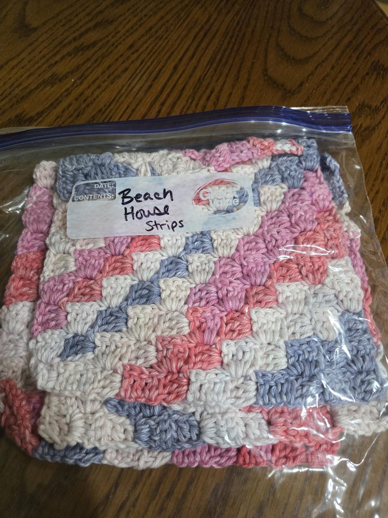 100% USA Cotton Handmade Crochet Dish Clothes Beach House Strips