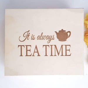 Tea Box with Compartments Wooden Box Tea Bags Box Personalised Box Box with Dividers Box with Sections Tea Gift Tea Lover Tea Party 6 sizes Bild 4