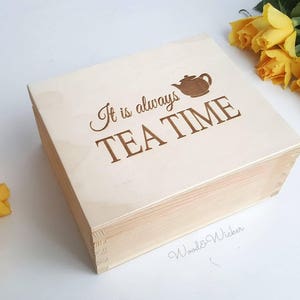 Tea Box with Compartments Wooden Box Tea Bags Box Personalised Box Box with Dividers Box with Sections Tea Gift Tea Lover Tea Party 6 sizes Bild 2