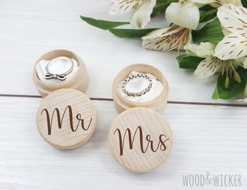 Mr and Mrs Ring Box Set Wedding Ring Box Wooden Ring Box Etsy