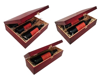 Wine Box Whiskey Beer Box Wine Holder Wine Box Case Wooden Box Wedding Gift Burgundy Personalised Box Laser Engraved Box