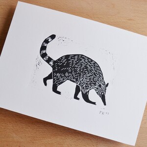 coati original linocut image 3