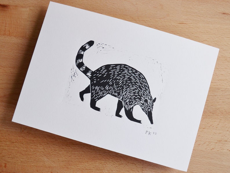 coati original linocut image 3