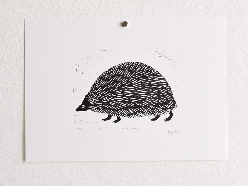 hedgehog original linocut image 2