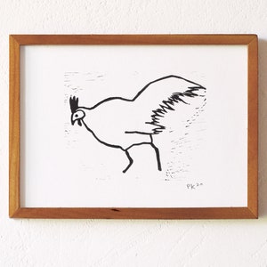 rooster original linocut image 1