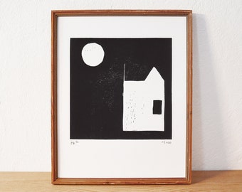 maison 2 · linogravure originale · limité et signé · Din A4 · Art · Impression au linoléum