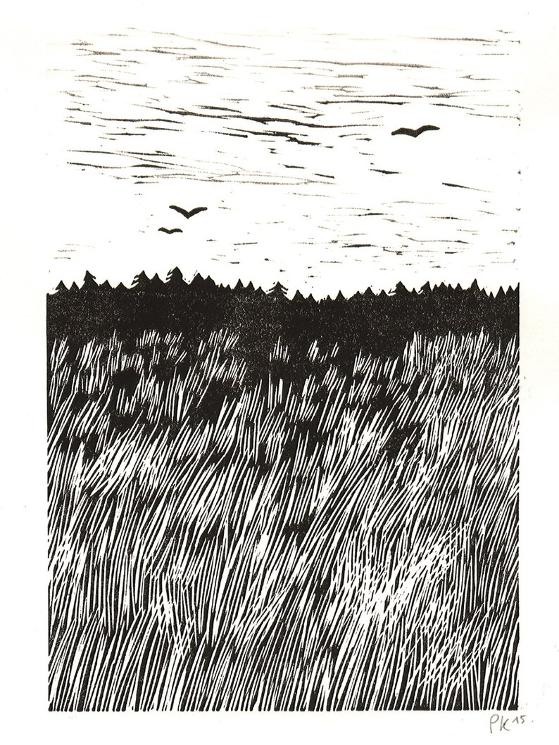 grassland 1 \u00b7 original linocut \u00b7 limited \u00b7 DIN A4