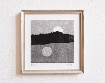 moon series 2 · original linocut · limited edition