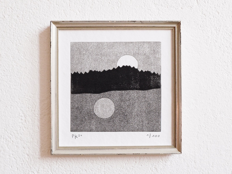 moon series 2 original linocut limited edition image 1