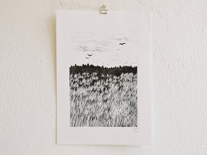 grassland 1 \u00b7 original linocut \u00b7 limited \u00b7 DIN A4