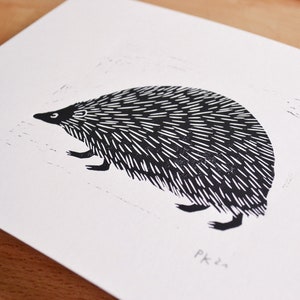 hedgehog original linocut image 4