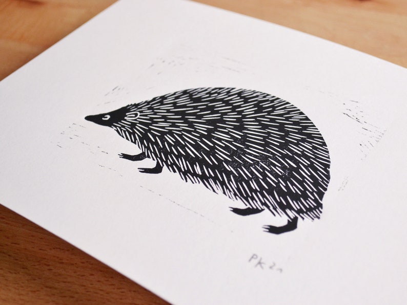 hedgehog original linocut image 4